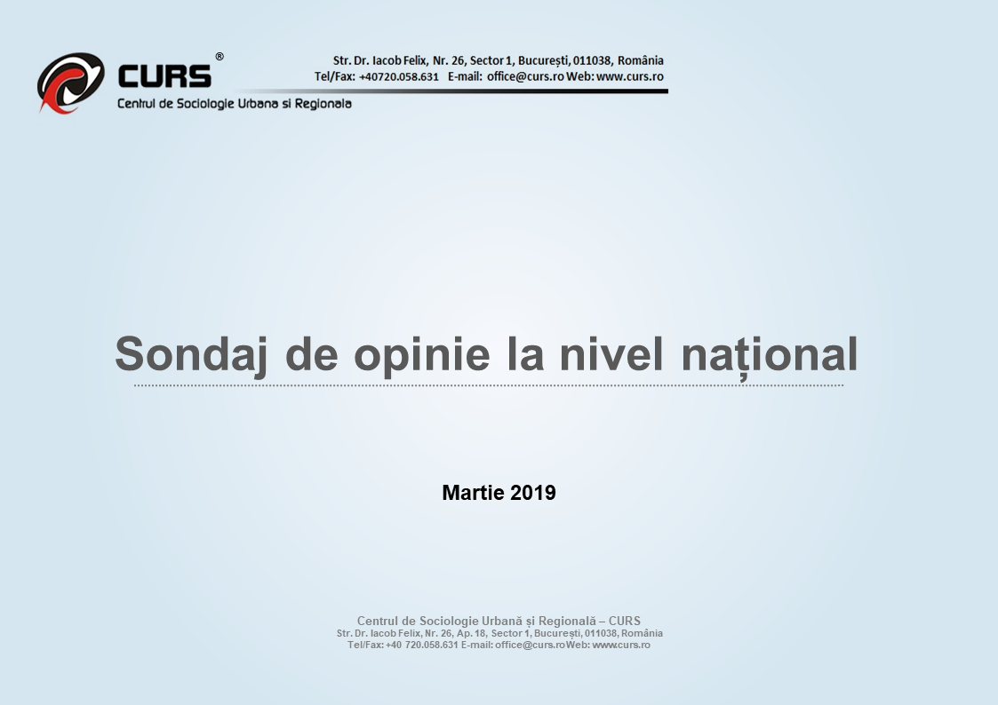 Sondaj de opinie la nivel național – martie 2019