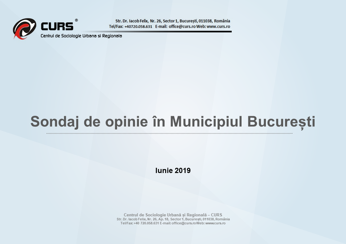 Sondaj de opinie în Municipiul București – iun 2019